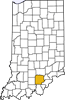 Map showing Washington County location within the state of Indiana